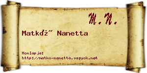 Matkó Nanetta névjegykártya